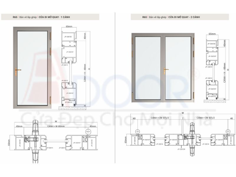 Bản vẻ cửa nhôm Maxpro