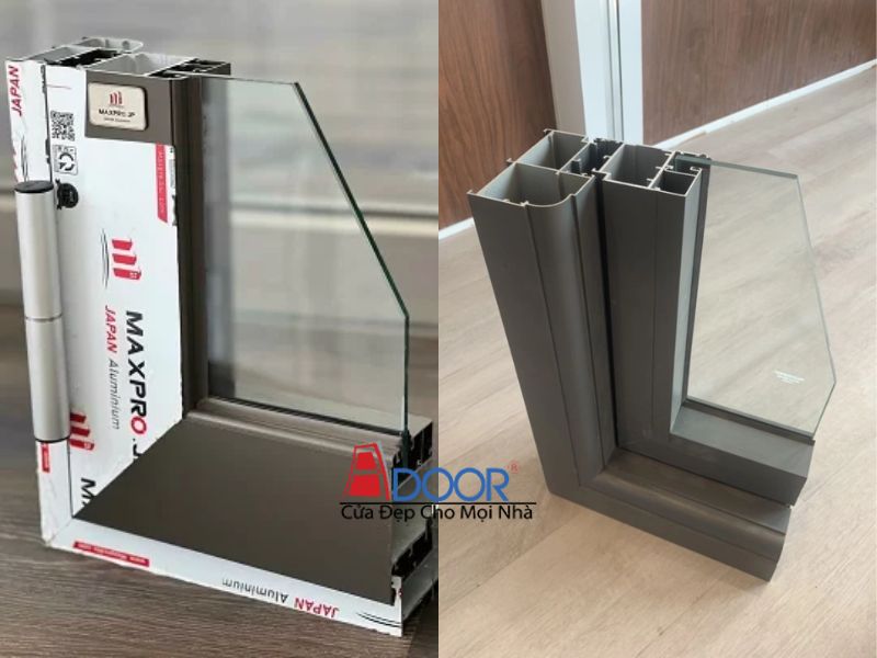 Hình ảnh cận cảnh thanh nhôm Maxpro và thanh nhôm Xingfa Hình ảnh cận cảnh thanh nhôm Maxpro và thanh nhôm Xingfa