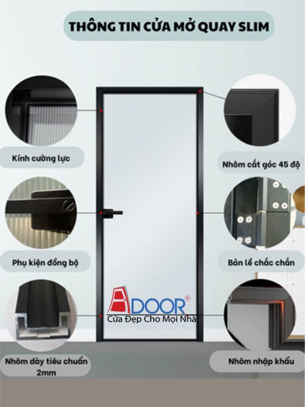 Cấu tạo cửa nhôm Slim thương hiệu Adoor Cấu tạo cửa nhôm Slim thương hiệu Adoor