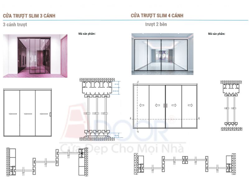 Bản vẻ kỹ thuật cửa slim mở trượt Bản vẻ kỹ thuật cửa slim mở trượt