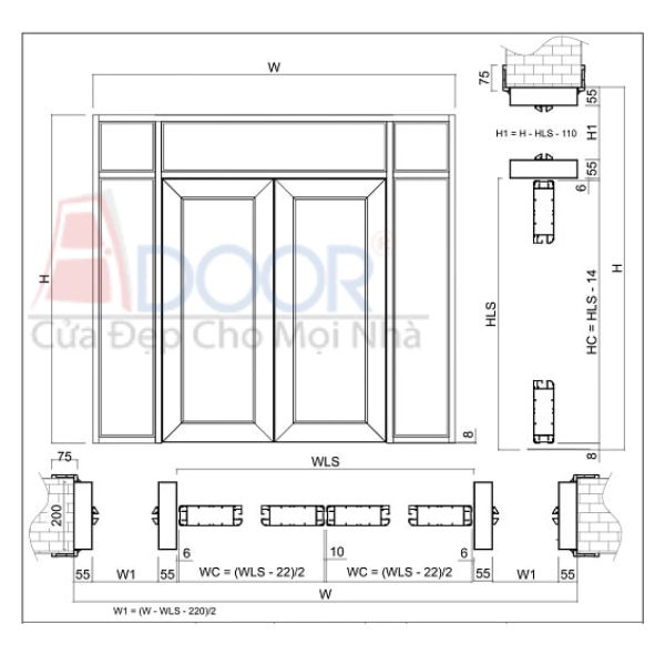 Bản vẽ kỹ thuật cửa nhôm kính thủy lực Bản vẽ kỹ thuật cửa nhôm kính thủy lực