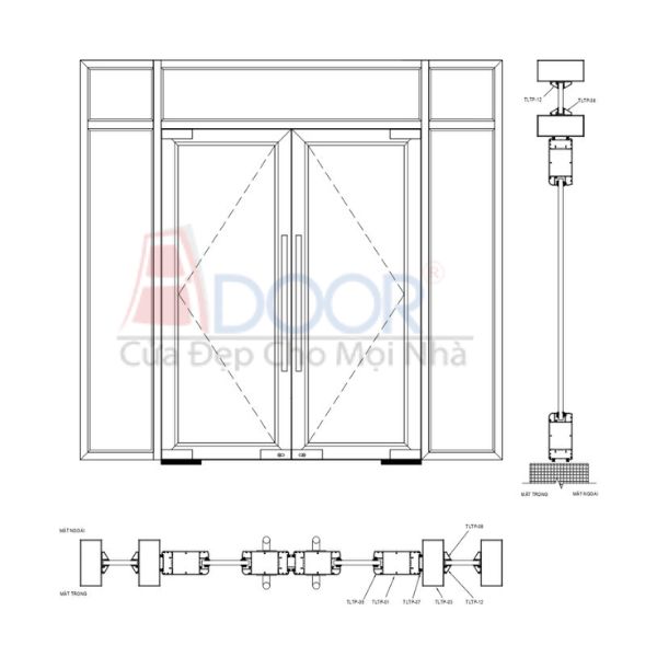 Bản vẽ kỹ thuật cửa nhôm thủy lực