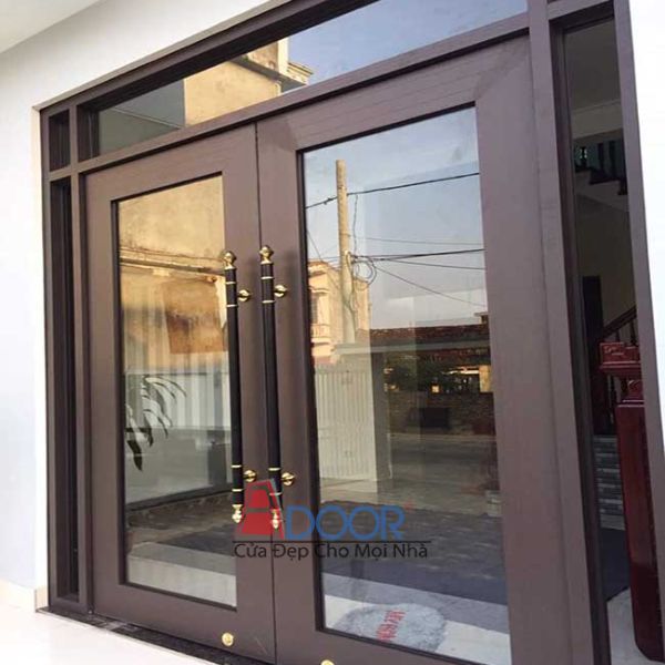 Cửa nhôm Adoor thủy lực màu nâu lắp đặt cho các không gian cần sự ấm áp và thân thiện, tạo cảm giác gần gũi