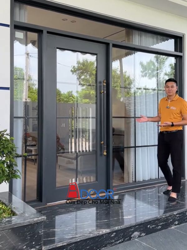 Cửa nhôm thủy lực 1 cánh đang lắp đặt thực tế tại công trình Kiên Giang Cửa nhôm thủy lực 1 cánh đang lắp đặt thực tế tại công trình Kiên Giang