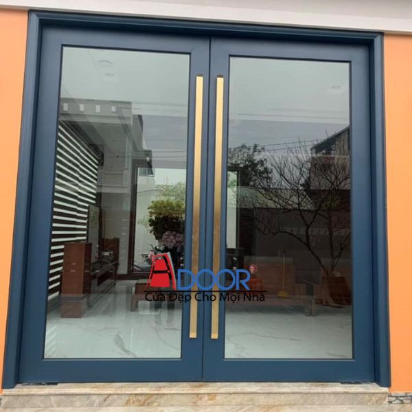 Cửa 2 cánh thủy lực không vách kết hợp kính trong suốt hiện đại Cửa 2 cánh thủy lực không vách kết hợp kính trong suốt hiện đại
