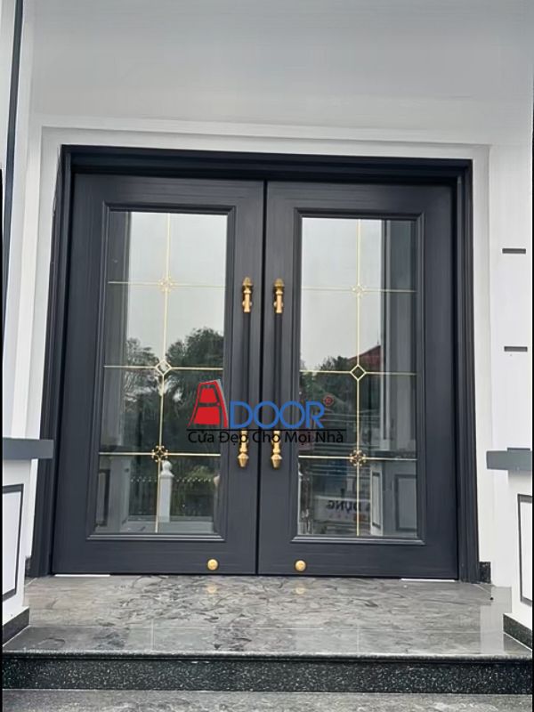 Mẫu cửa nhôm thủy lực 2 cánh không vách Adoor lắp đặt tại sảnh Mẫu cửa nhôm thủy lực 2 cánh không vách Adoor lắp đặt tại sảnh