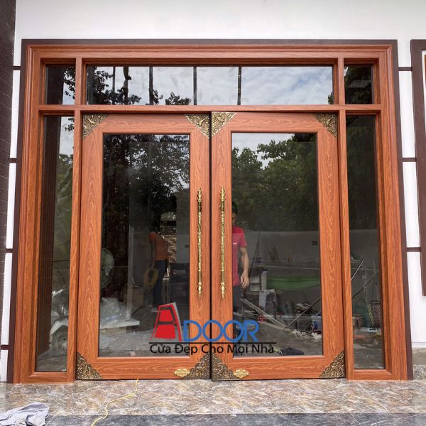 Mẫu cửa nhôm thủy lực 2 cánh có vách cố định Adoor tại một biệt thự Mẫu cửa nhôm thủy lực 2 cánh có vách cố định Adoor tại một biệt thự