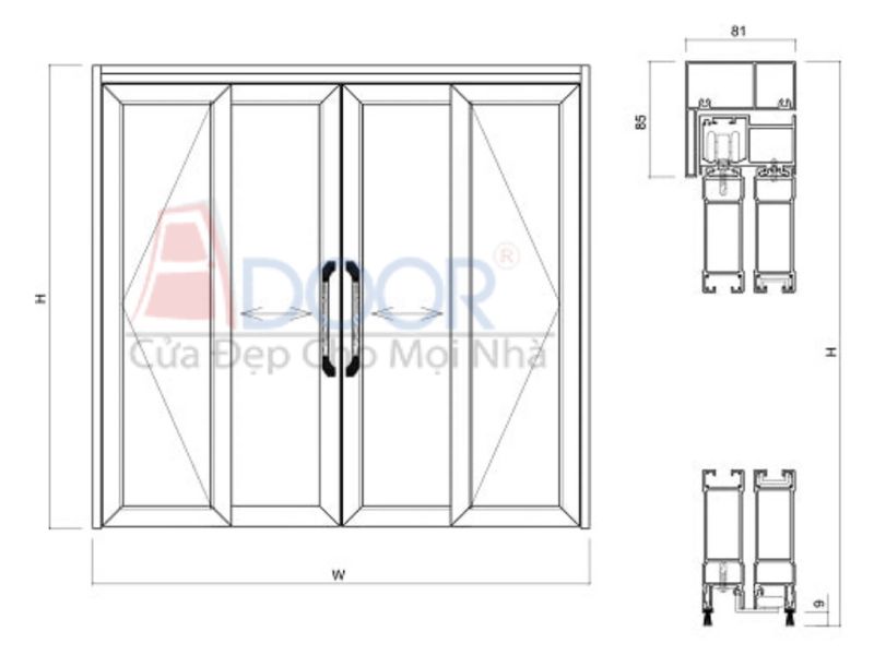 Bản vẽ kỹ thuật chi tiết giúp khách hàng hình dung cấu tạo và vận hành cửa