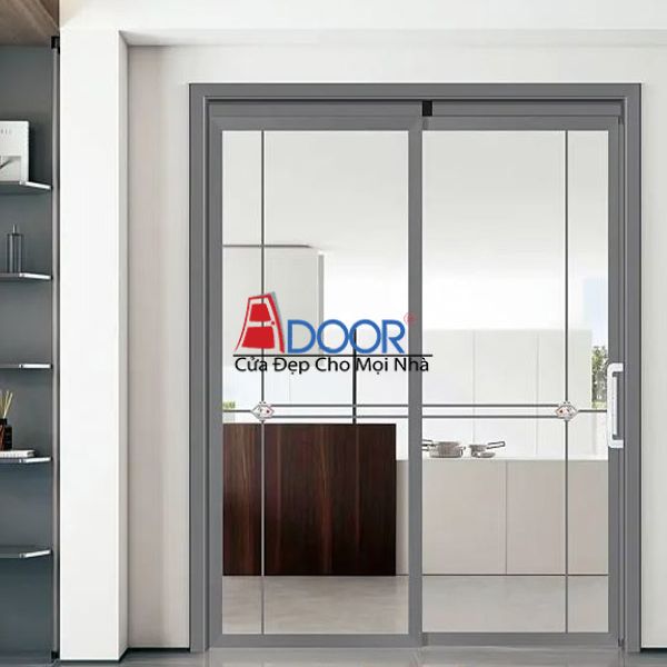 Mẫu cửa trượt quay 2 cánh Adoor màu xám ghi lắp đặt tại một căn hộ Mẫu cửa trượt quay 2 cánh Adoor màu xám ghi lắp đặt tại một căn hộ