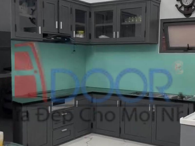 giá tủ bếp nhôm Xingfa cao cấp – dạng chữ L