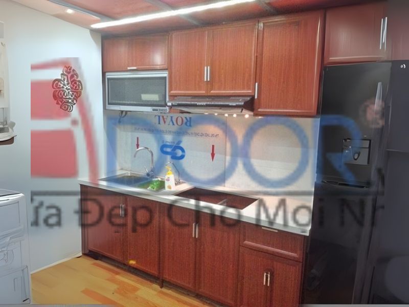 giá tủ bếp nhôm kính Adoor cơ bản - Dạng chữ I