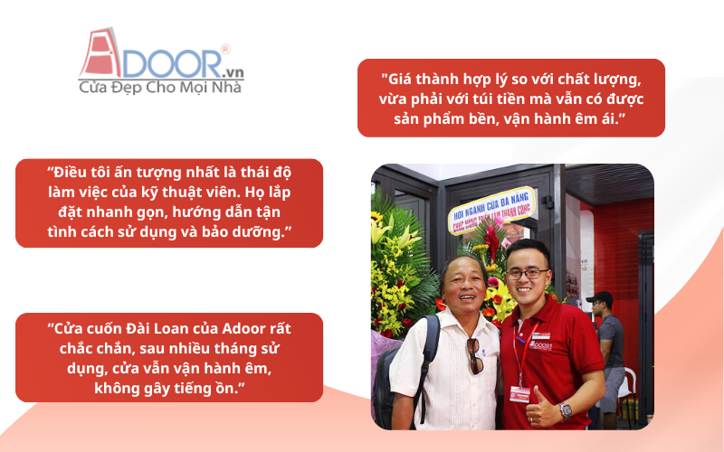 Đánh giá tích cực từ khách hàng sử dụng cửa cuốn Đài Loan tại Hội An của Adoor