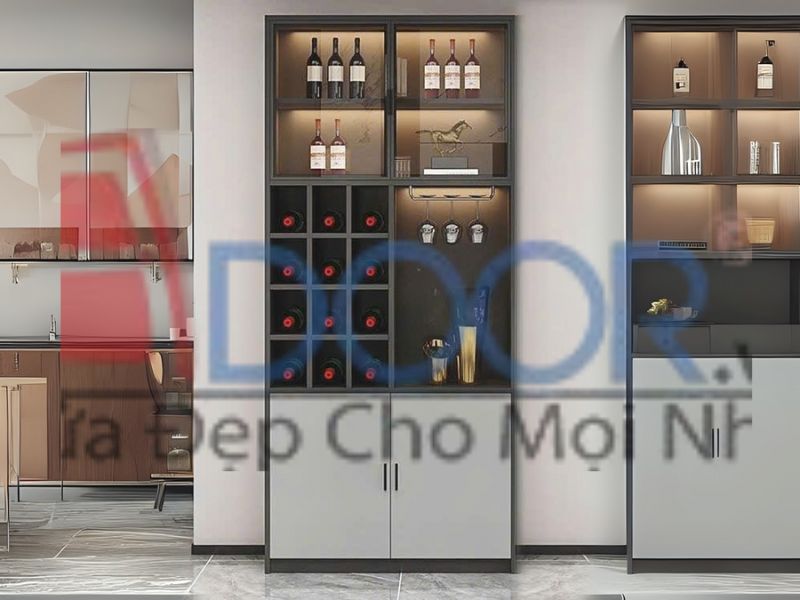 Giá Tủ rượu cánh kính đứng kết hợp LED