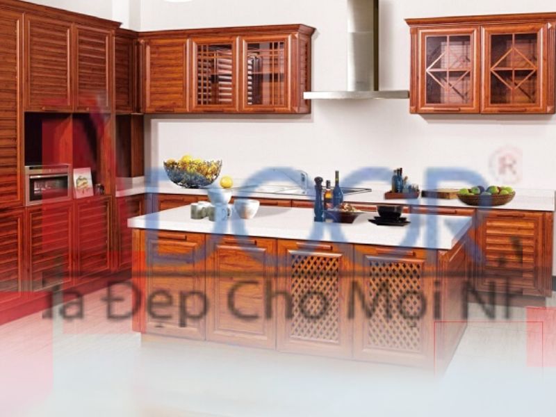 Giá tủ bếp hợp kim nhôm vân gỗ dạng song song