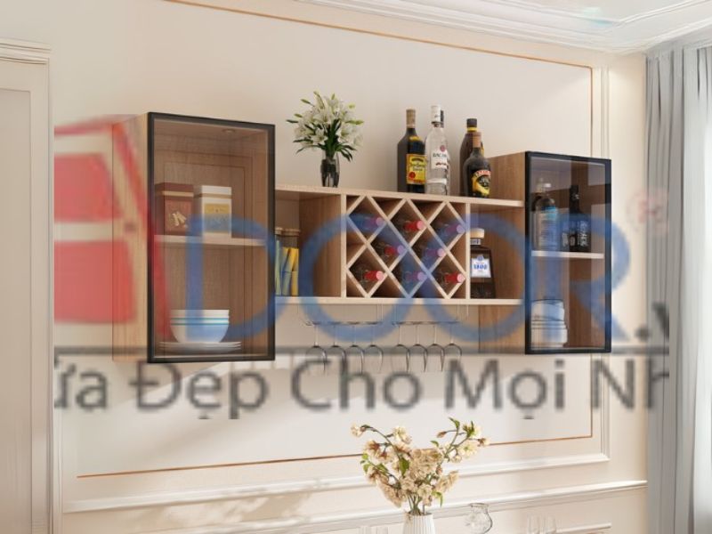 Giá tủ rượu cánh kính treo tường