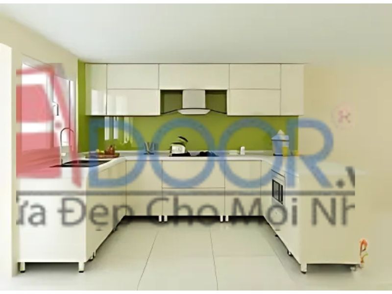 Mẫu Tủ bếp inox cánh kính chữ U (4)