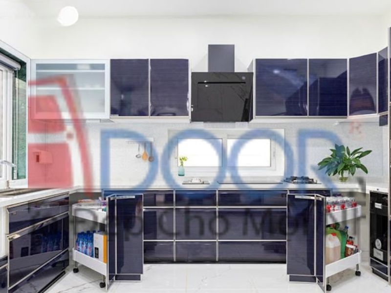 Mẫu Tủ bếp inox cánh kính chữ U (5)