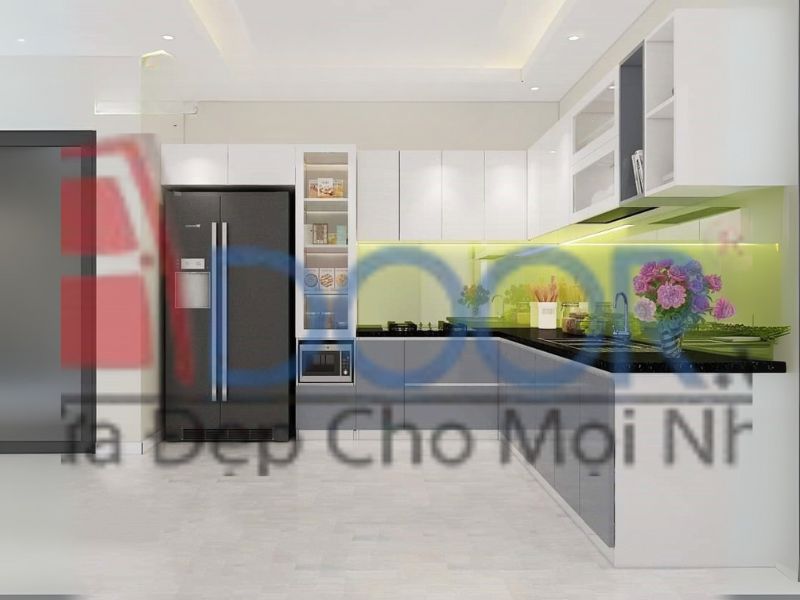 Mẫu tủ bếp hợp kim nhôm chữ L (5)