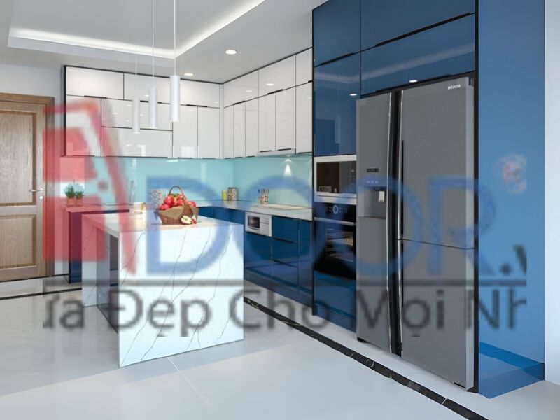 Mẫu tủ bếp hợp kim nhôm chữ U