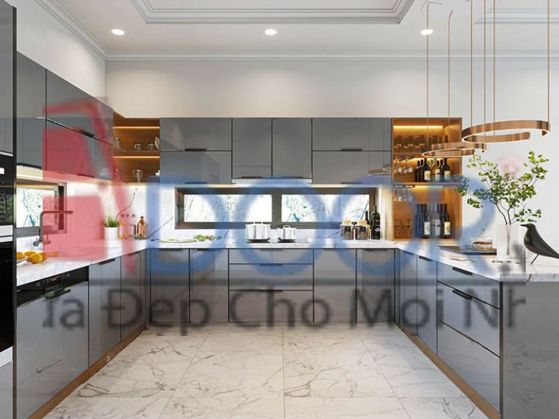 Mẫu tủ bếp hợp kim nhôm chữ U (2)
