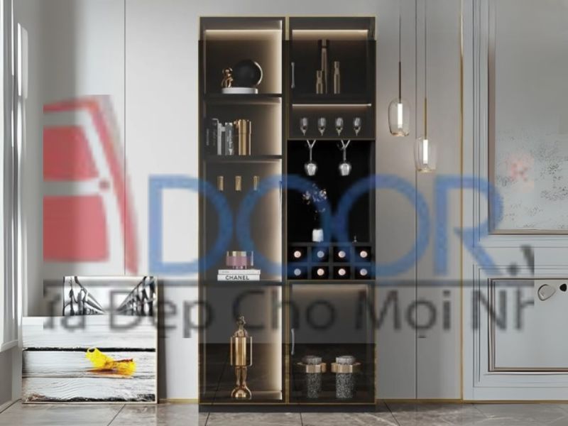 Mẫu tủ rượu phòng khách chung cư cánh kính hiện đại Adoor