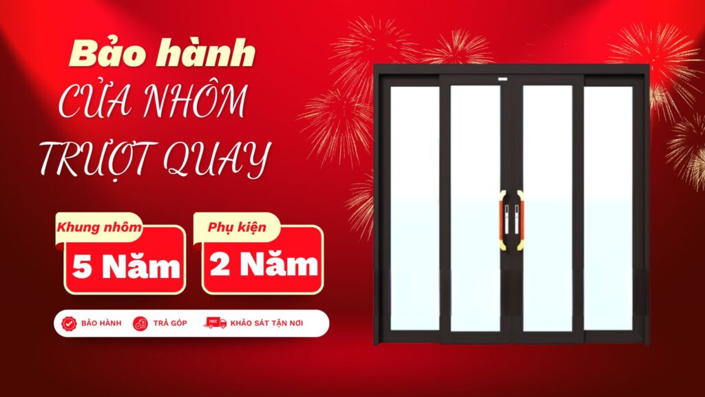 Adoor cam kết bảo hành cửa nhôm trượt quay