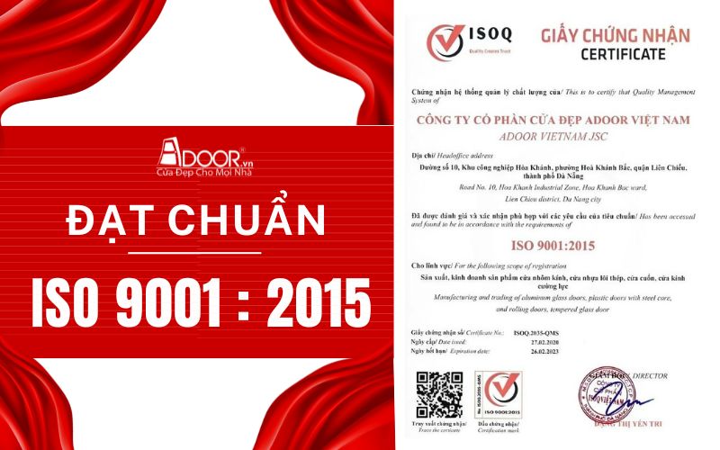 Chứng nhận đạt chuẩn ISO của Adoor