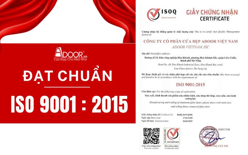 Chứng nhận đạt chuẩn ISO uy tín của Adoor