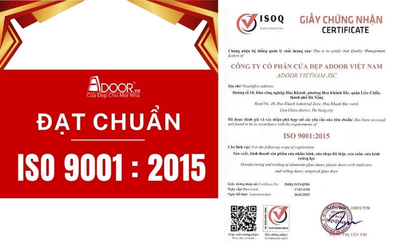 Chứng chỉ ISO đạt chuẩn quốc tế của Adoor