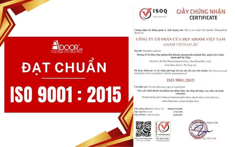 Chứng chỉ ISO đạt chuẩn quốc tế của Adoor
