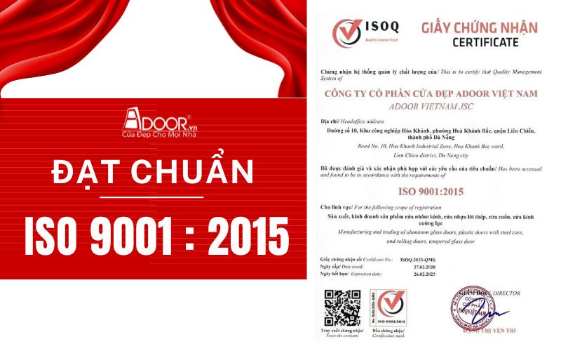 Chứng nhận đạt chuẩn ISO của Adoor