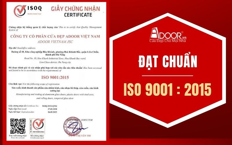 Giấy chứng nhận sản phẩm giếng trời tự động của Adoor đạt tiêu chuẩn quốc tế
