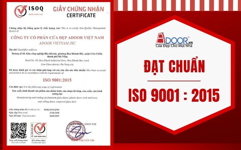 Giấy chứng nhận sản phẩm giếng trời tự động của Adoor đạt tiêu chuẩn quốc tế