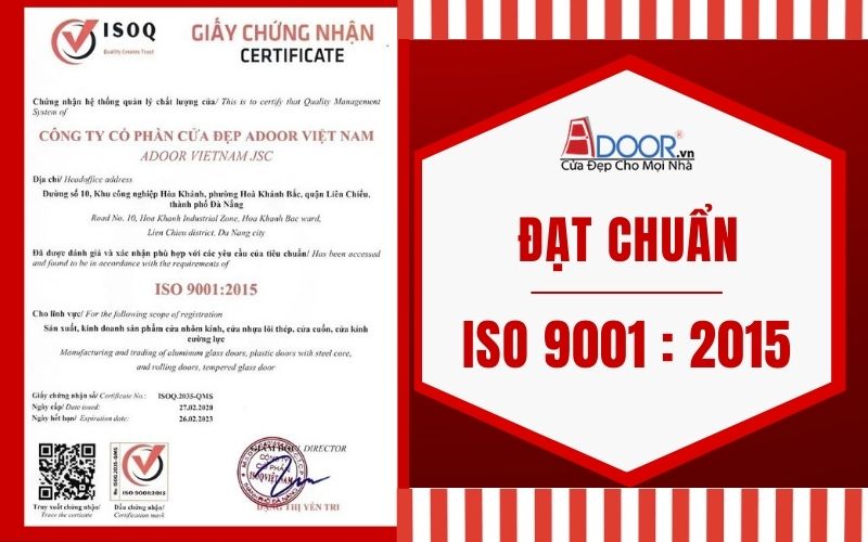 Giấy chứng nhận sản phẩm giếng trời tự động của Adoor đạt tiêu chuẩn quốc tế