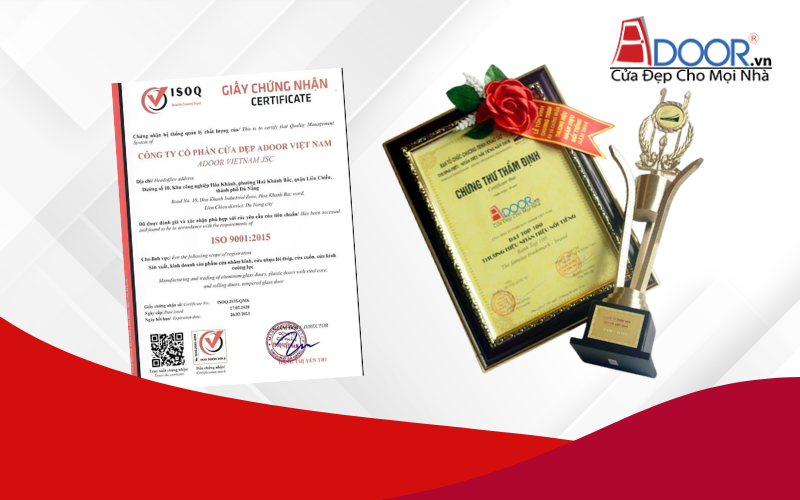Chứng chỉ chứng nhận chất lượng và uy tín của Adoor