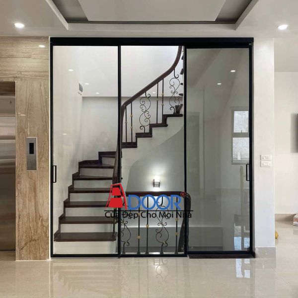 Một bộ cửa lùa 3 cánh bằng nhôm Slim Một bộ cửa lùa 3 cánh bằng nhôm Slim