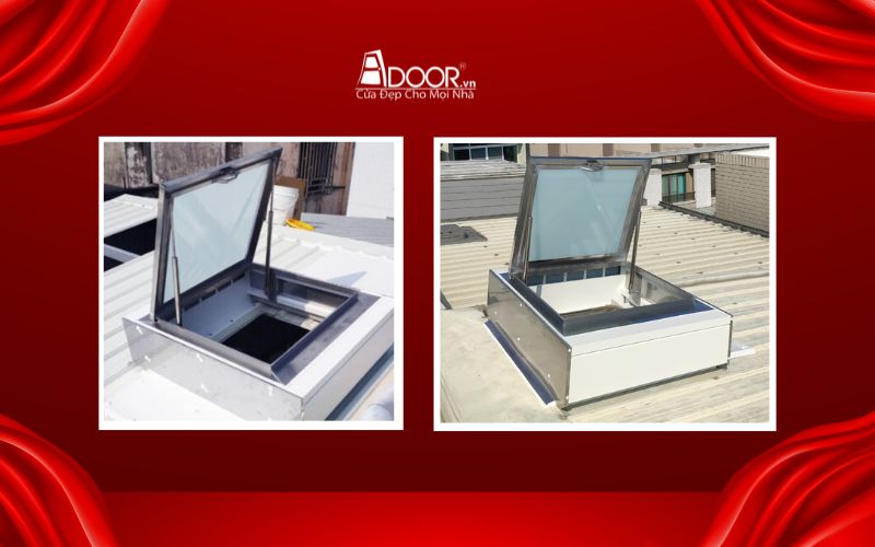 Giếng trời Adoor tự động mở lật 1 cánh tại Thái Bình