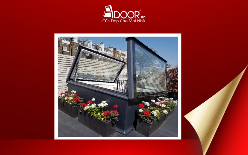 Giếng trời Adoor thông minh mở lật 2 cánh tại Bến Tre