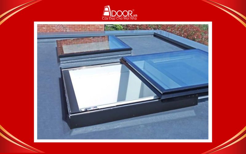 Mái trượt giếng trời tự động 1 cánh tại Cao Bằng