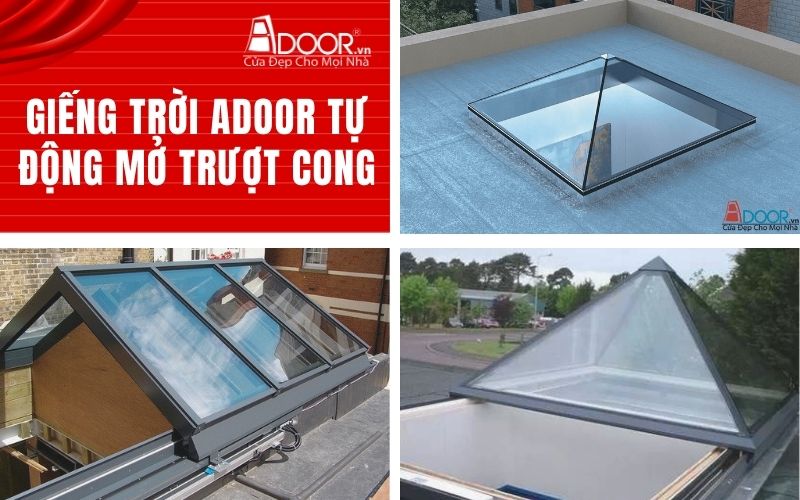 Giếng trời Adoor tự động mở trượt cong