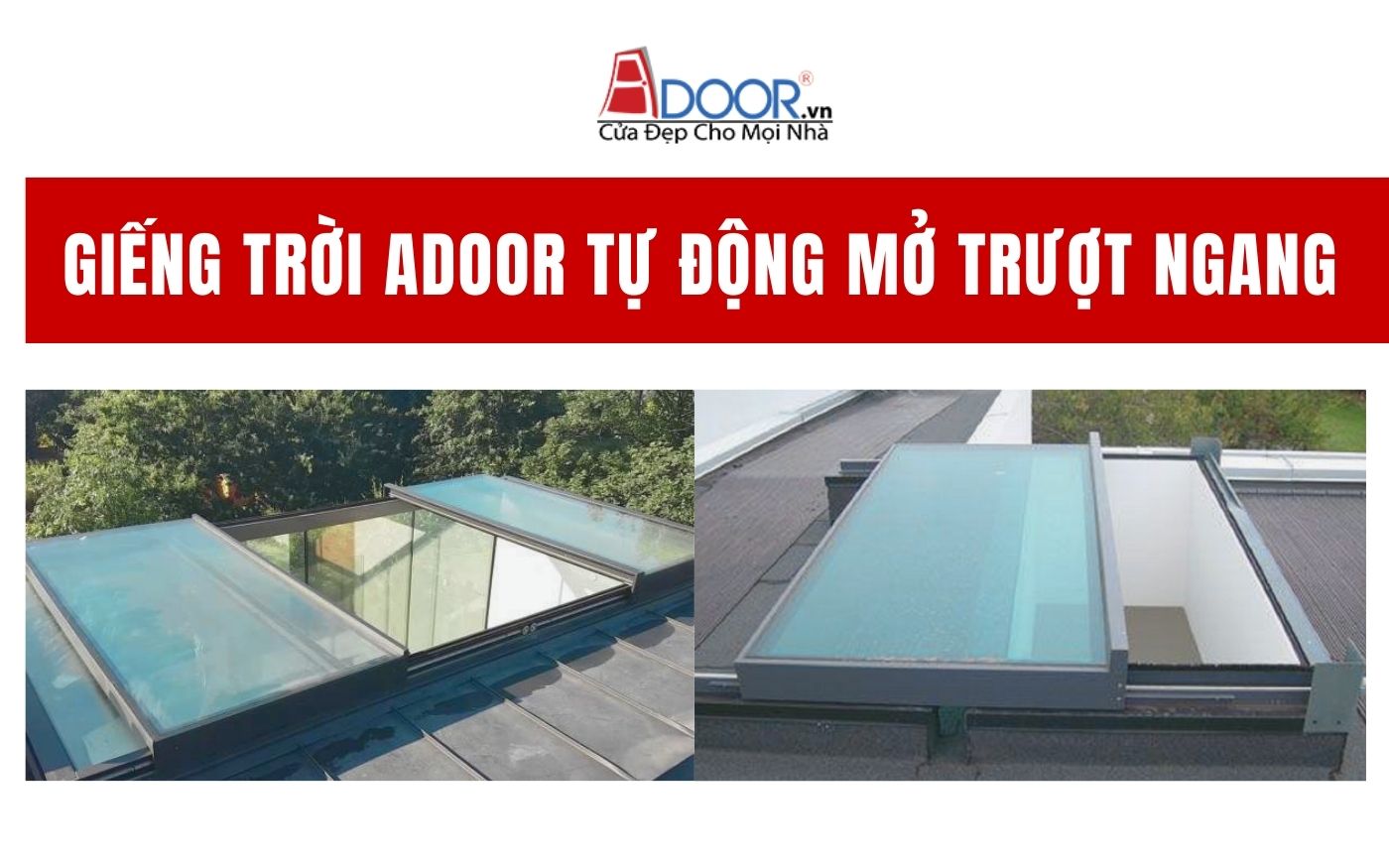Giếng trời Adoor tự động trượt ngang tại Kiên Giang